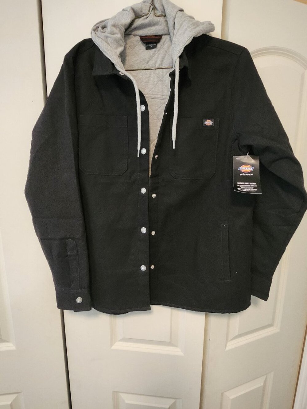 Dickies Women’s Hooded Shirt Jacket Black Size Large New With Tags